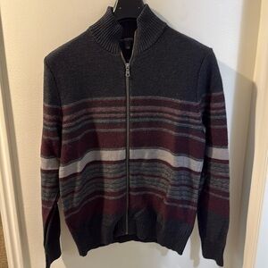 Full-zip all-over stripe sweater, size S